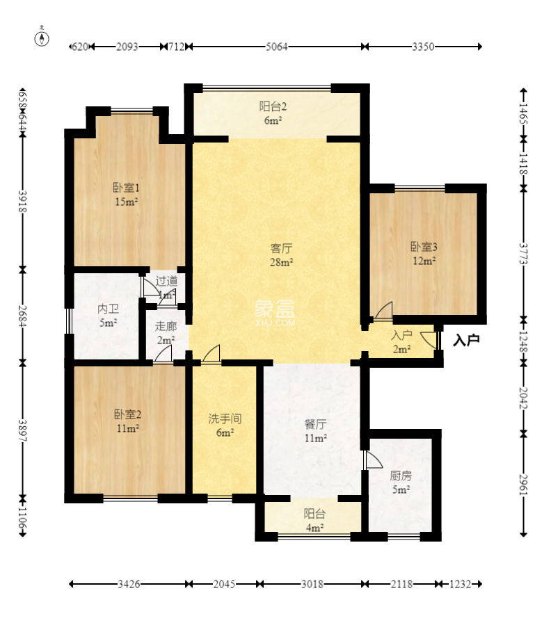 西子花苑 3室2厅1厨2卫 142.00万