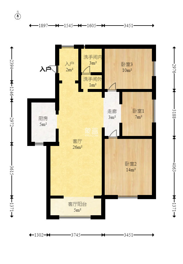 鸿基橄榄君庭  3室2厅1卫   119.00万