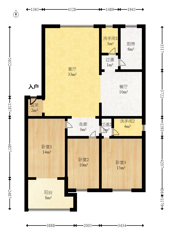 华欣公寓  3室2厅2卫   78.00万室内图1