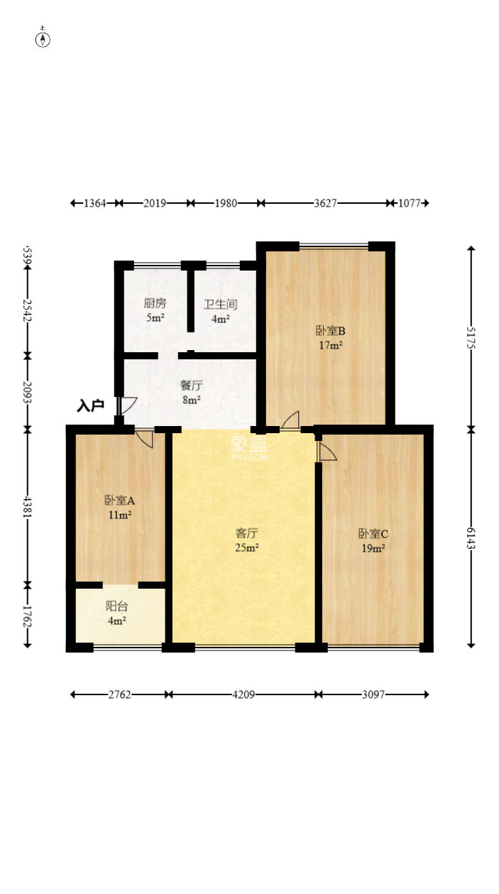 省化工轻工总公司302宿舍  3室1厅1卫   82.00万