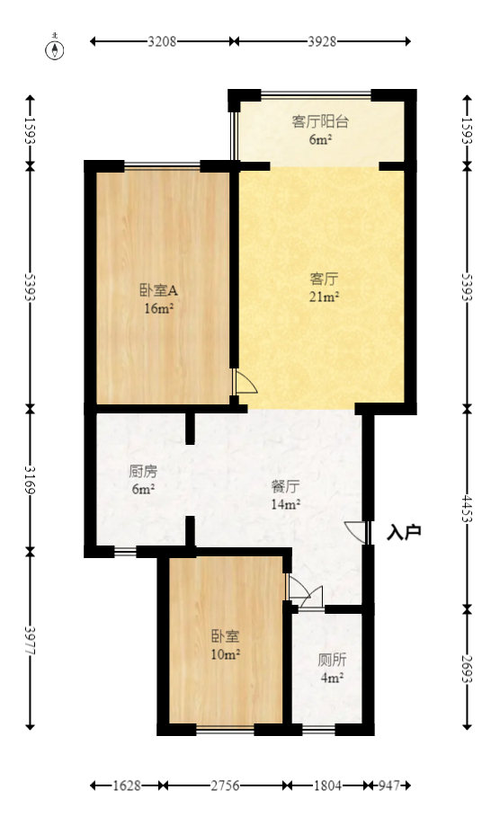 麓山里  2室2厅1卫   78.60万室内图1