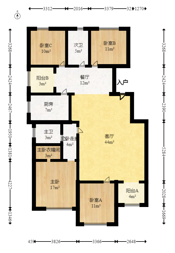 怡和山庄  4室2厅2卫   123.00万室内图1