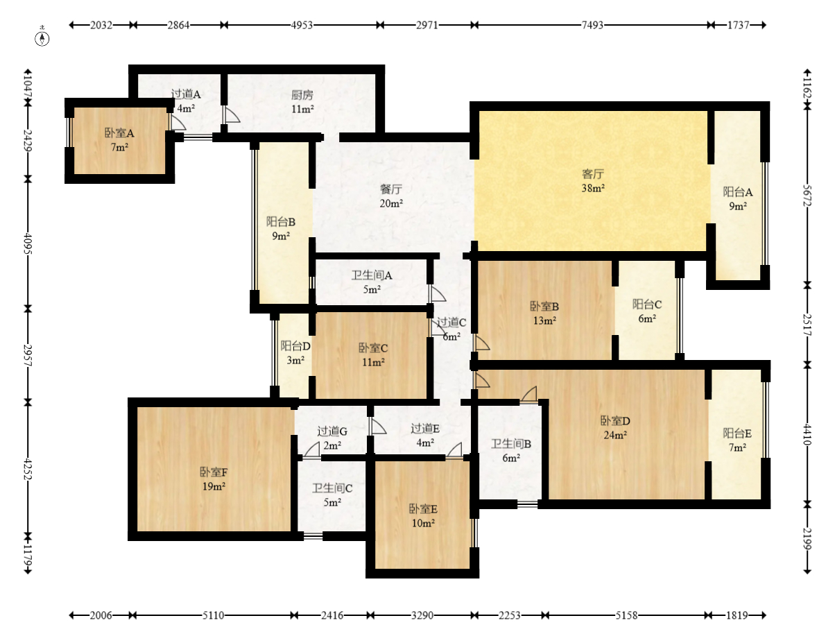 星月绿洲 5室2厅2卫 207.10万 星月绿洲 5室2厅2卫 207.10万户型图