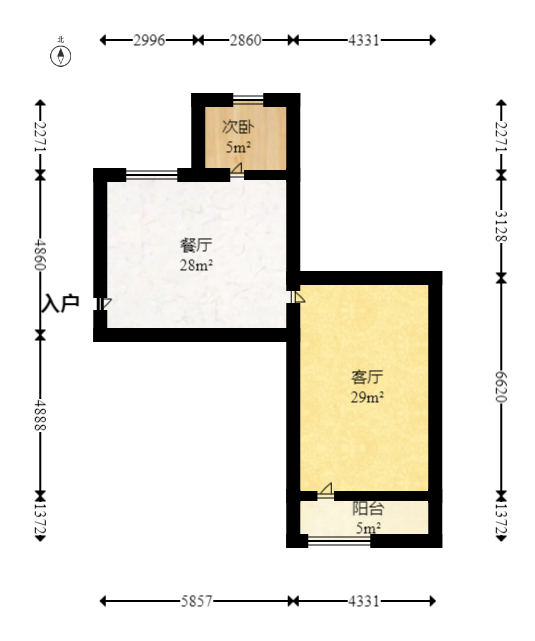 北辰三角洲D3区  3室2厅1卫   245.00万室内图1