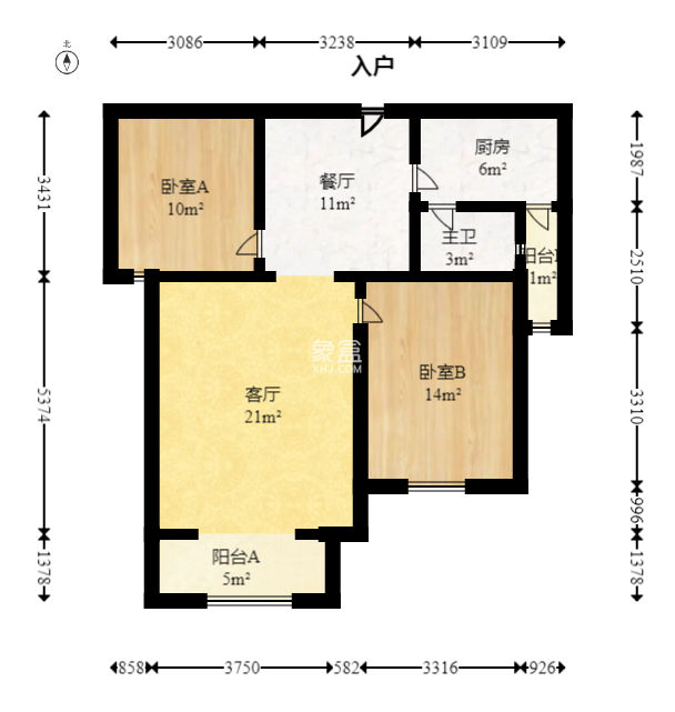 正旺国际铭城(正旺U公馆)  2室2厅1卫   75.00万