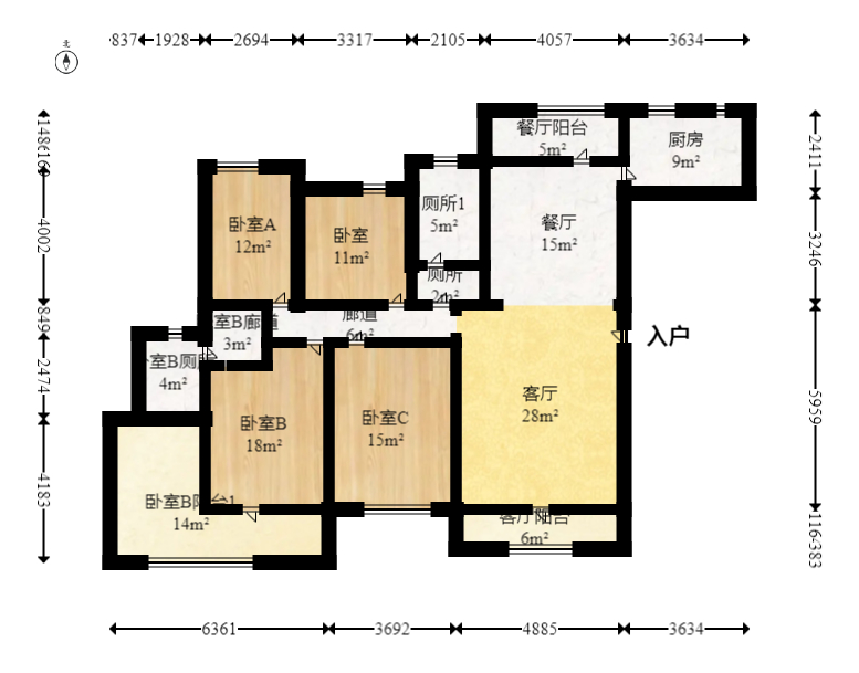 福祥家园（农信家园）  5室2厅2卫   329.80万室内图1