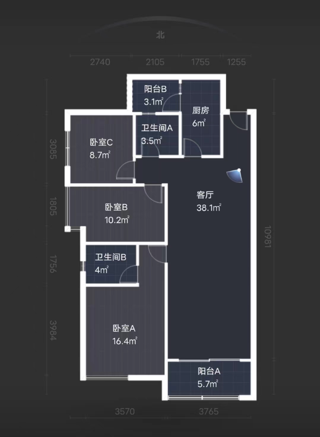 美的城二期  3室2厅2卫   63.80万