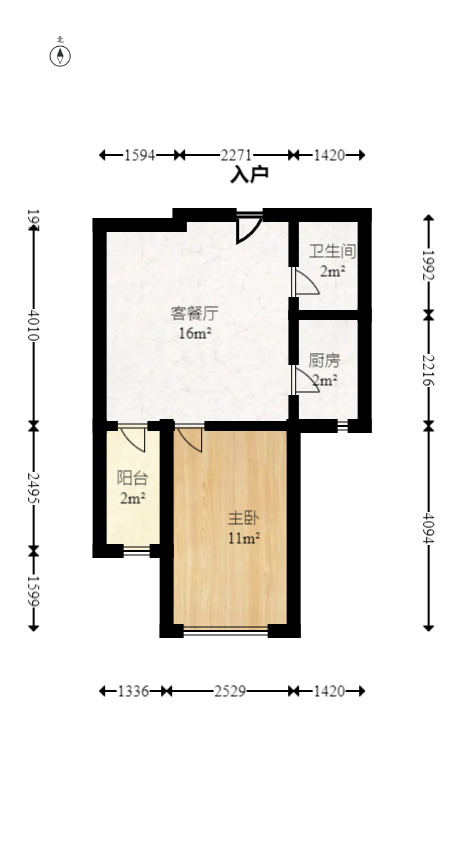 长房八方里（长房公园里）  2室2厅1卫   68.00万室内图1
