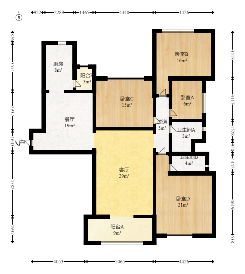 恒大雅苑  4室2厅2卫    168.0万室内图1