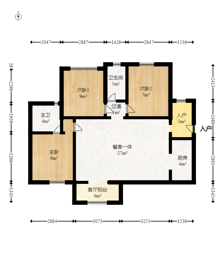 海伦春天 3室2厅1卫 84.99万 海伦春天 3室2厅1卫 84.99万户型图
