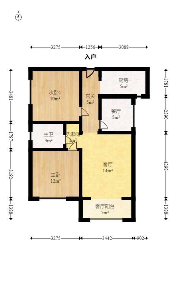 滨江海棠湾 2室2厅1卫 57.0万 滨江海棠湾 2室2厅1卫 57.0万户型图