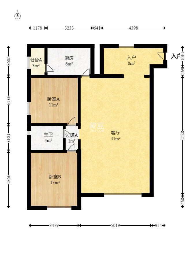 岳泰理想城 2室1厅1厨1卫 76.80万室内图1