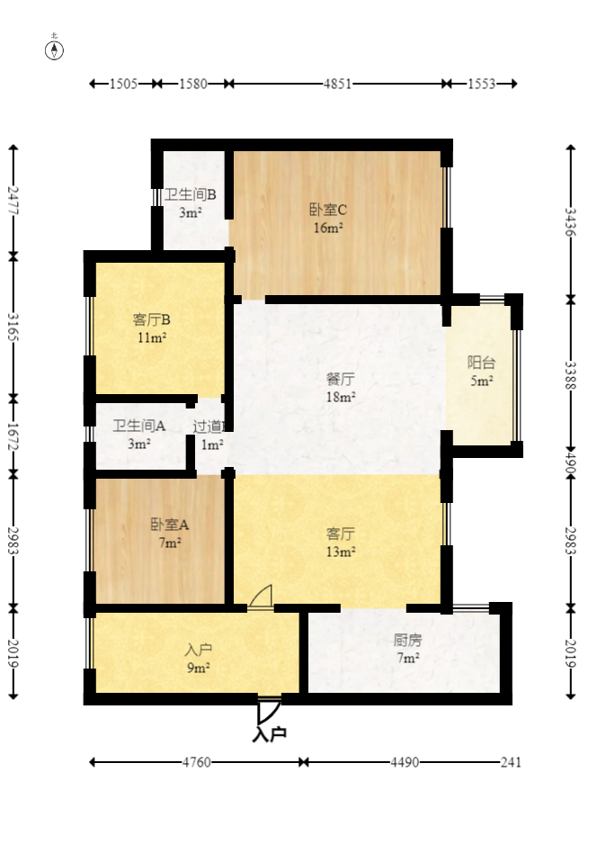 时代倾城三期 3室2厅2卫 95.00万 时代倾城三期 3室2厅2卫 95.00万户型图