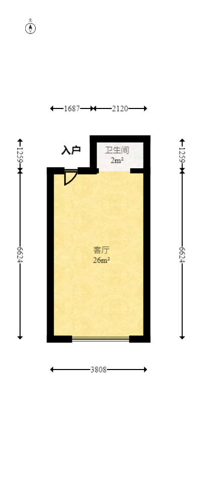 佳兴国际汇  1室1厅1卫   32.80万室内图1