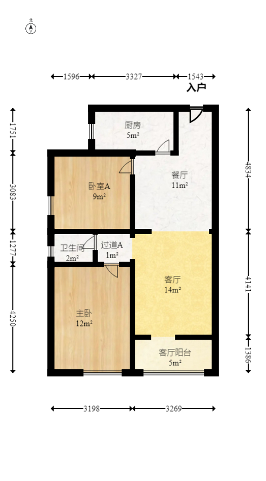 钰龙天下一期  2室2厅1卫   199.00万室内图1