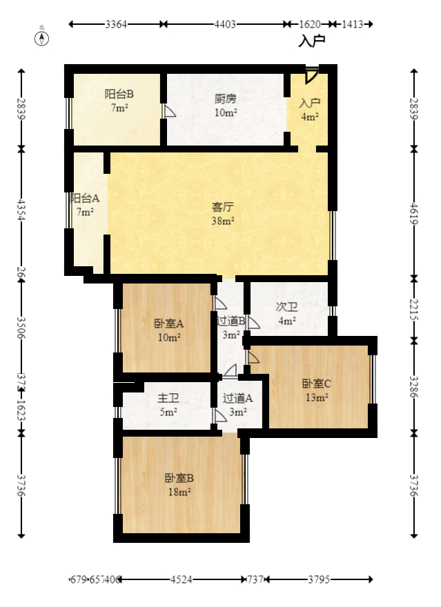 恒大城  3室2厅1卫   128.00万室内图1