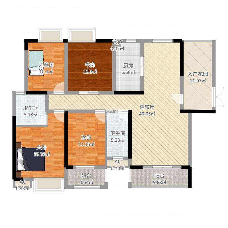 新桂广场 4室2厅2卫 75.8万 新桂广场 4室2厅2卫 75.8万室内图