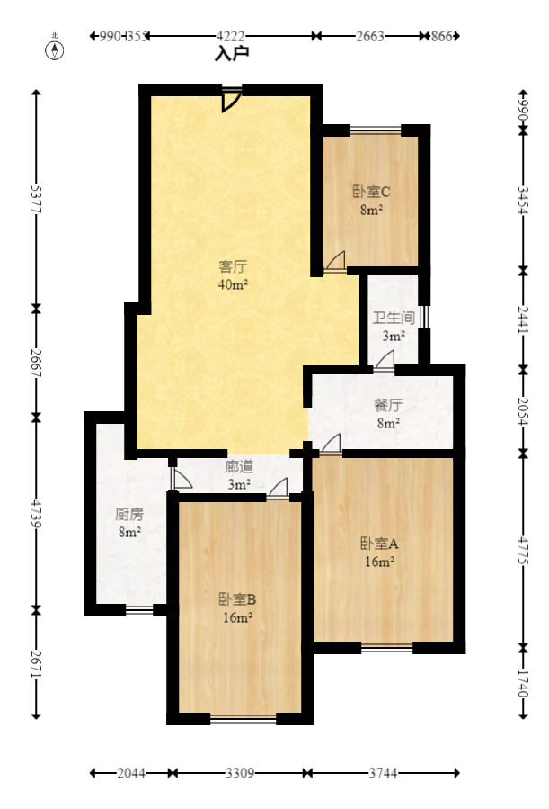 阳明山庄  3室2厅1卫   129.80万室内图1
