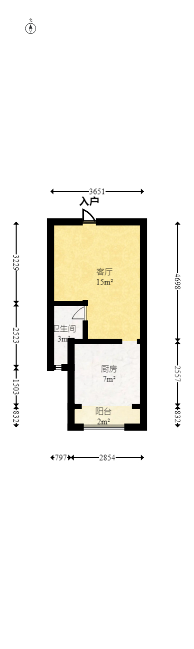 鸥波港湾  2室1厅1卫   65.00万室内图1