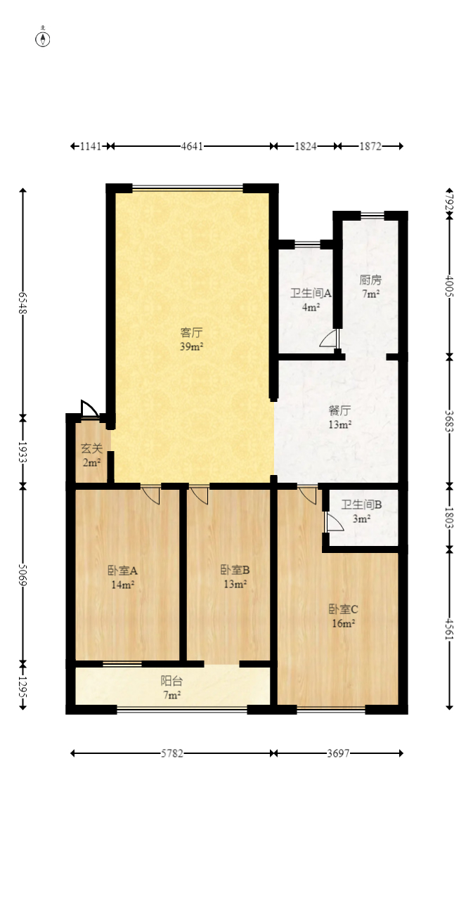 南天花园  3室2厅1卫   86.00万室内图1