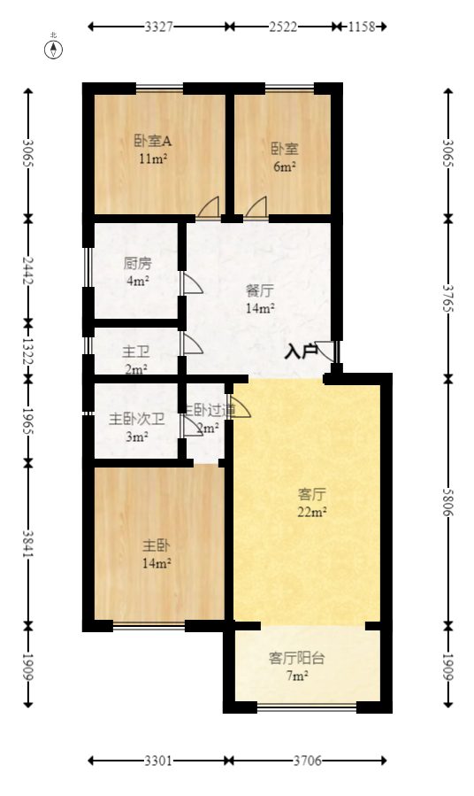 富绿新村  3室2厅2卫   100.00万室内图1