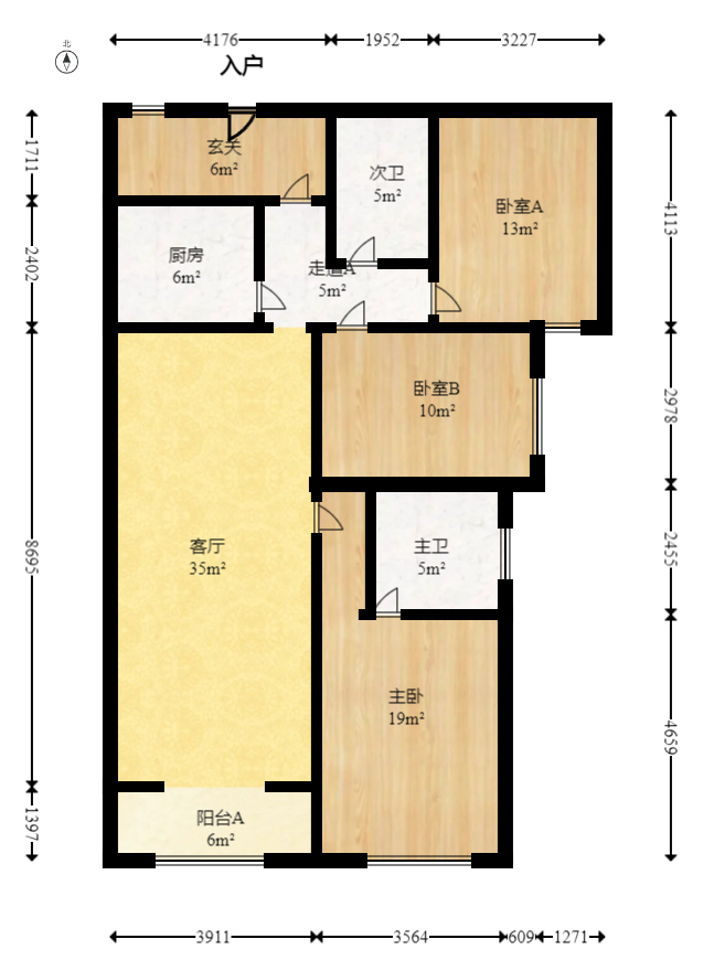 半山壹号  3室2厅1卫    158.0万室内图1