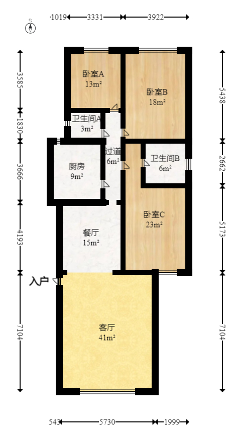 雍景园  3室2厅1卫   135.00万室内图1