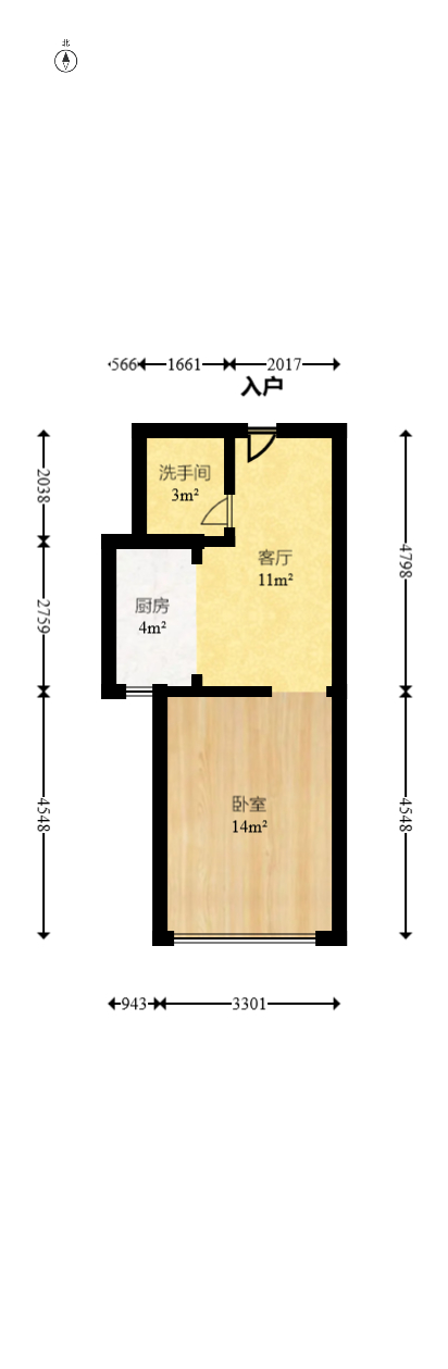 罗马国际公寓  1室1厅1卫   32.80万室内图1