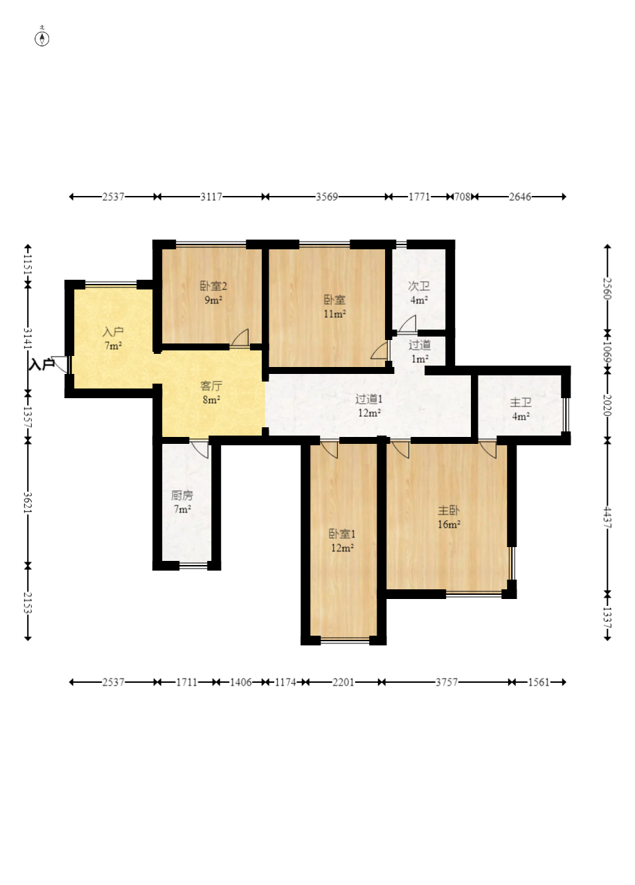融圣国际  3室2厅2卫   188.00万室内图1