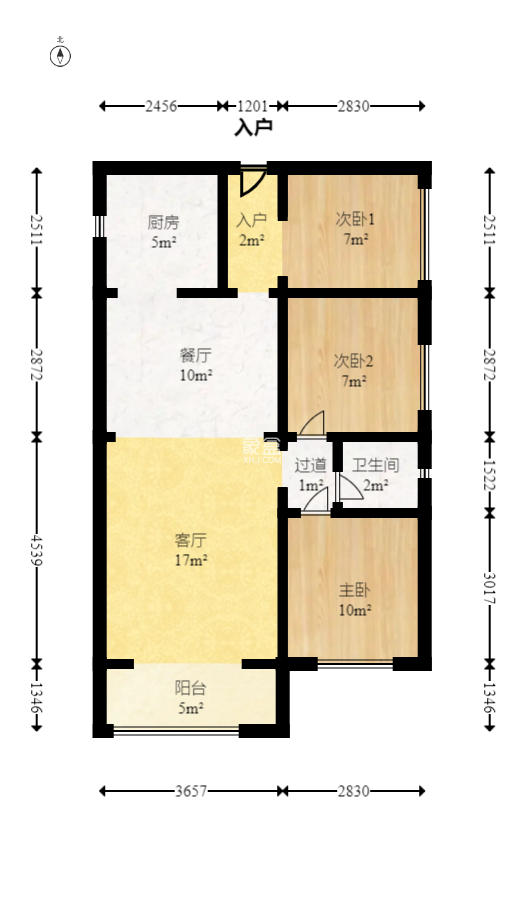 尚鑫海悦（新长海尚海城）  3室2厅1卫    61.8万室内图1