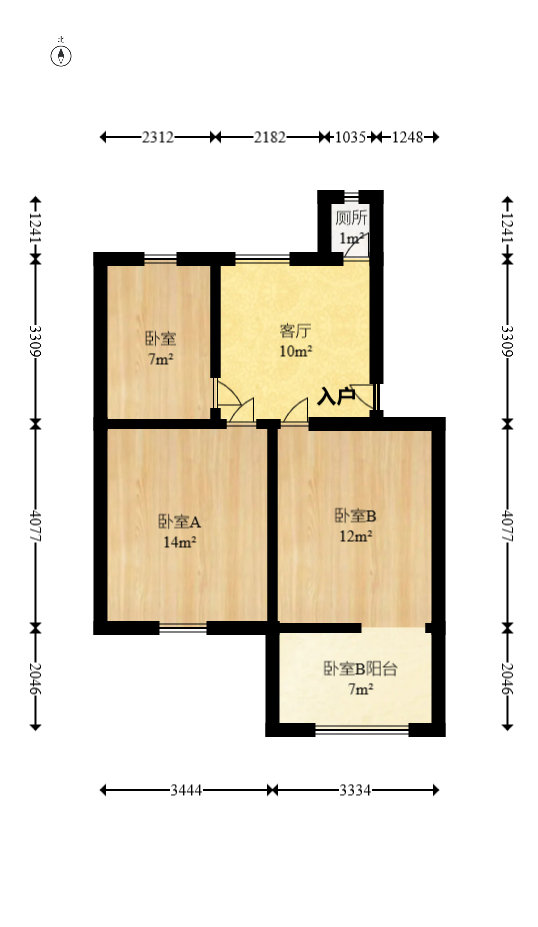 矿冶研究院(科学文明小区)  3室1厅1卫    38.0万室内图1