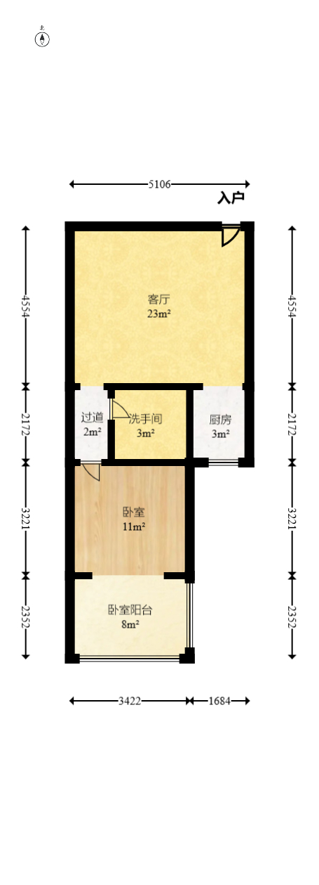 君悦紫园  1室1厅1卫   55.00万室内图1
