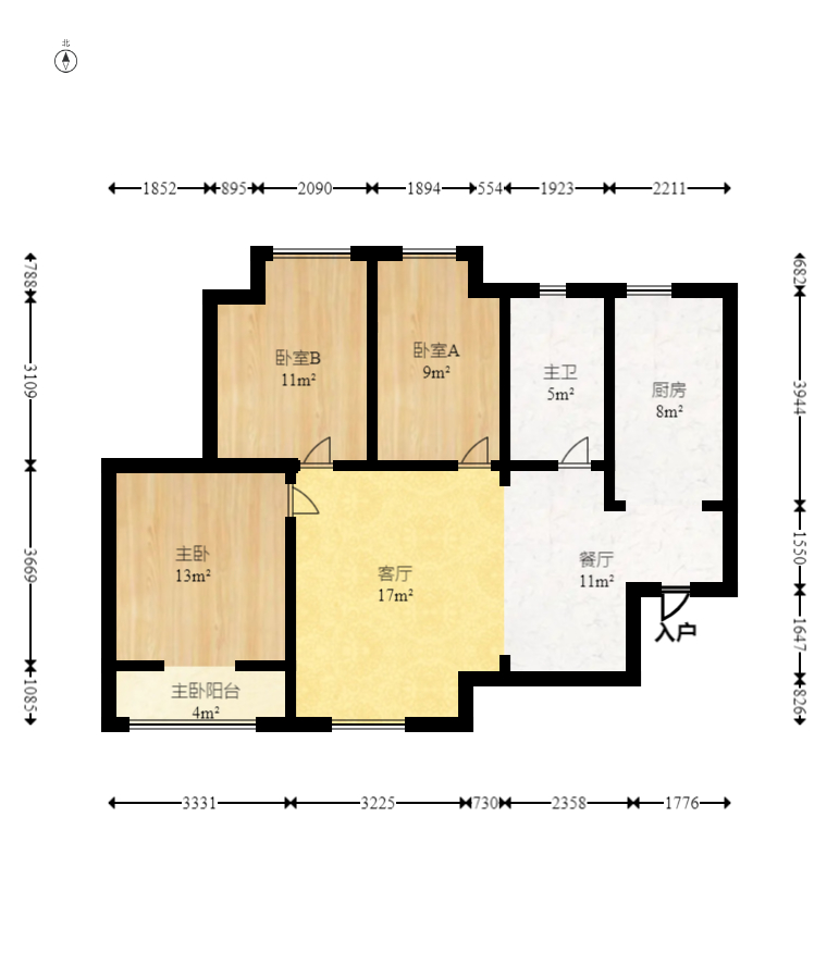 山水湾  3室2厅1卫   65.80万室内图1