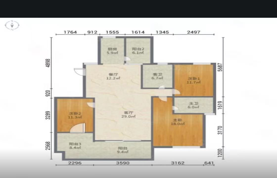 山水文园 3室2厅2卫 58.0万 山水文园 3室2厅2卫 58.0万室内图