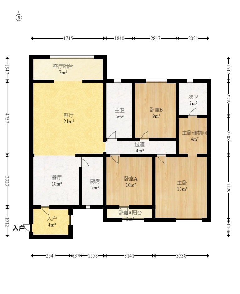 好望谷  3室2厅2卫   84.60万室内图1