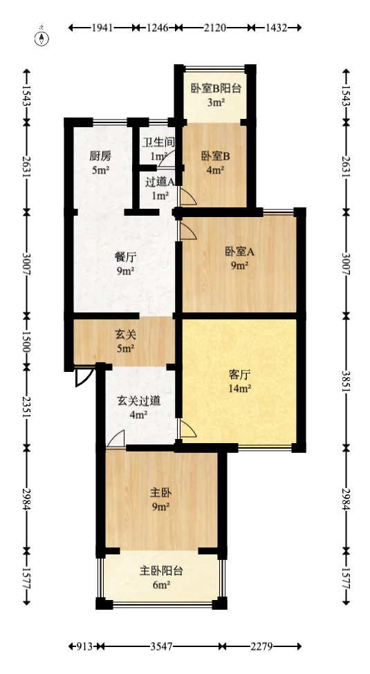 咸嘉新村嘉文苑  3室2厅1卫   94.60万室内图1