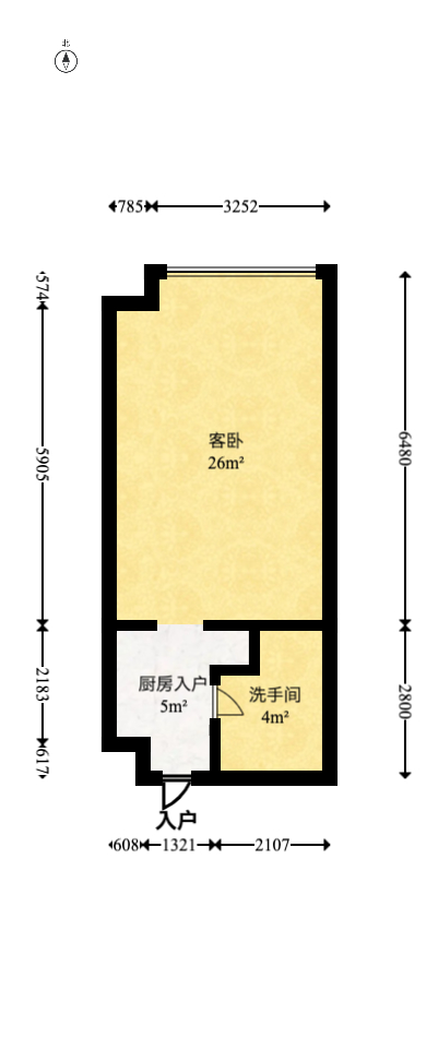 融科檀香山（融科紫檀、香山国际）  1室1厅1卫   42.00万室内图1