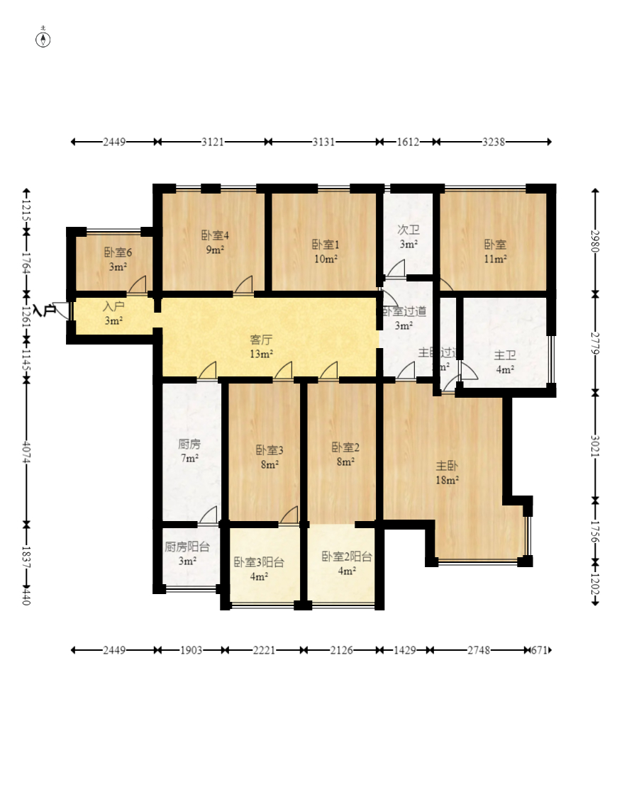 融圣国际  3室2厅2卫   165.00万室内图1