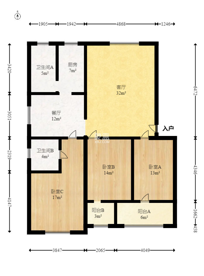学府华庭  3室2厅2卫    104.8万
