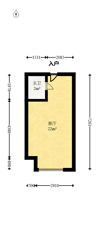 金科时代中心  1室1厅1卫   27.80万室内图1