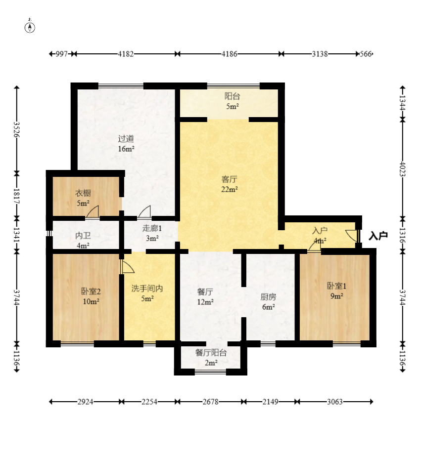 金地格林公馆  3室2厅2卫   135.00万室内图1