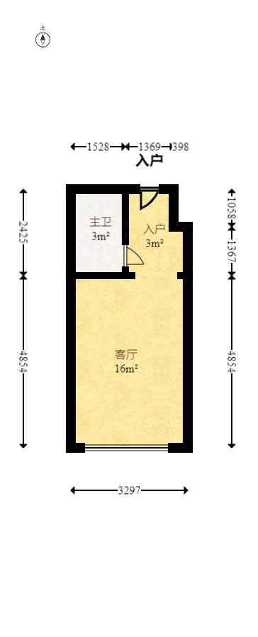 万科紫台  1室1厅1卫   64.00万室内图1