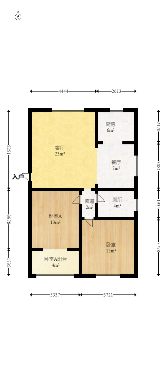 枫华府第  2室2厅1卫    52.0万室内图1