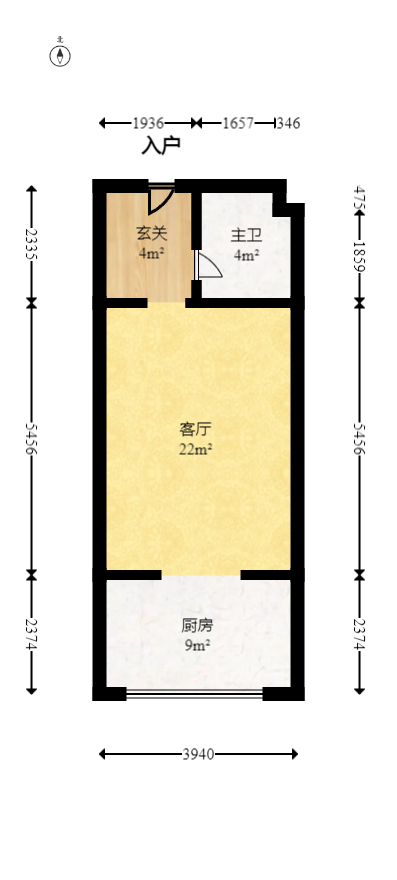 五矿万境水岸二期（五矿万境水岸和苑）  1室1厅1卫   47.60万室内图1