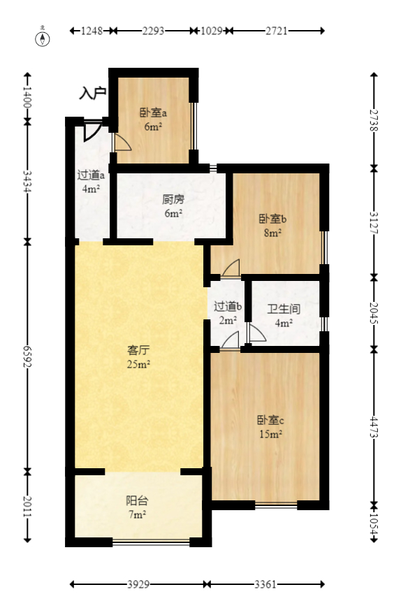 黑金时代广场  3室2厅1卫   64.80万室内图1