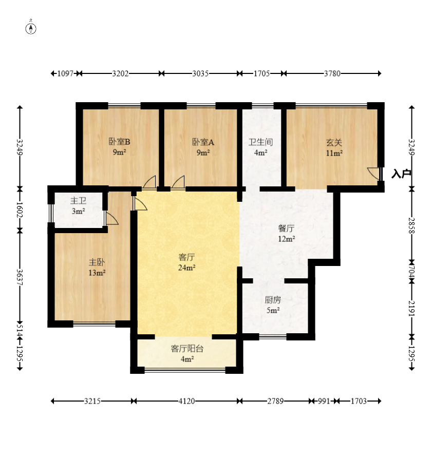 钰龙天下一期  3室2厅2卫   303.00万室内图1