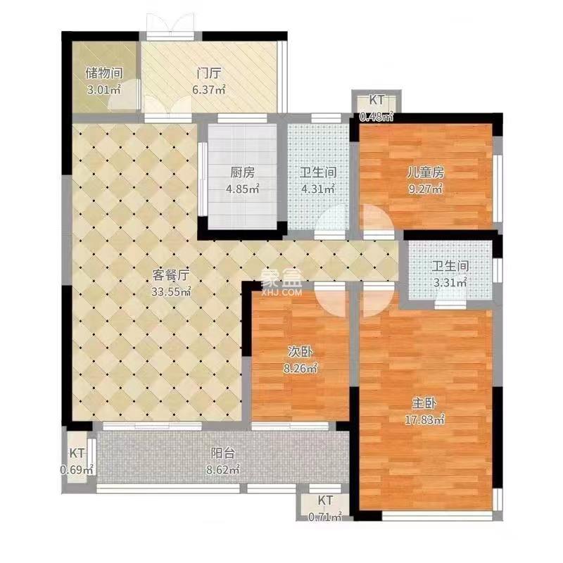 湘银星城  3室2厅2卫   67.80万