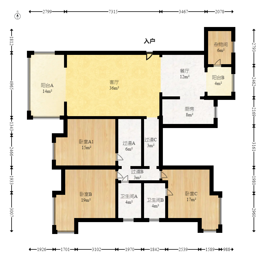 君临青园花都  5室2厅2卫    152.8万室内图1