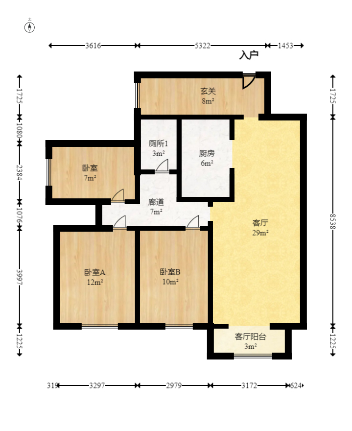 米兰春天  3室2厅1卫   79.00万室内图1