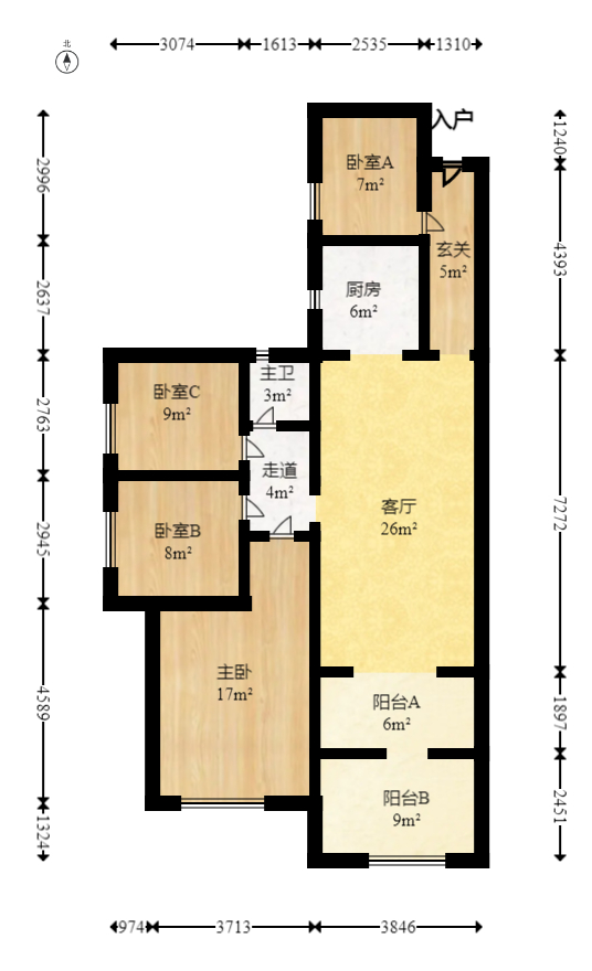 香樟兰亭（朗峰苑）  4室2厅1卫   100.00万室内图1
